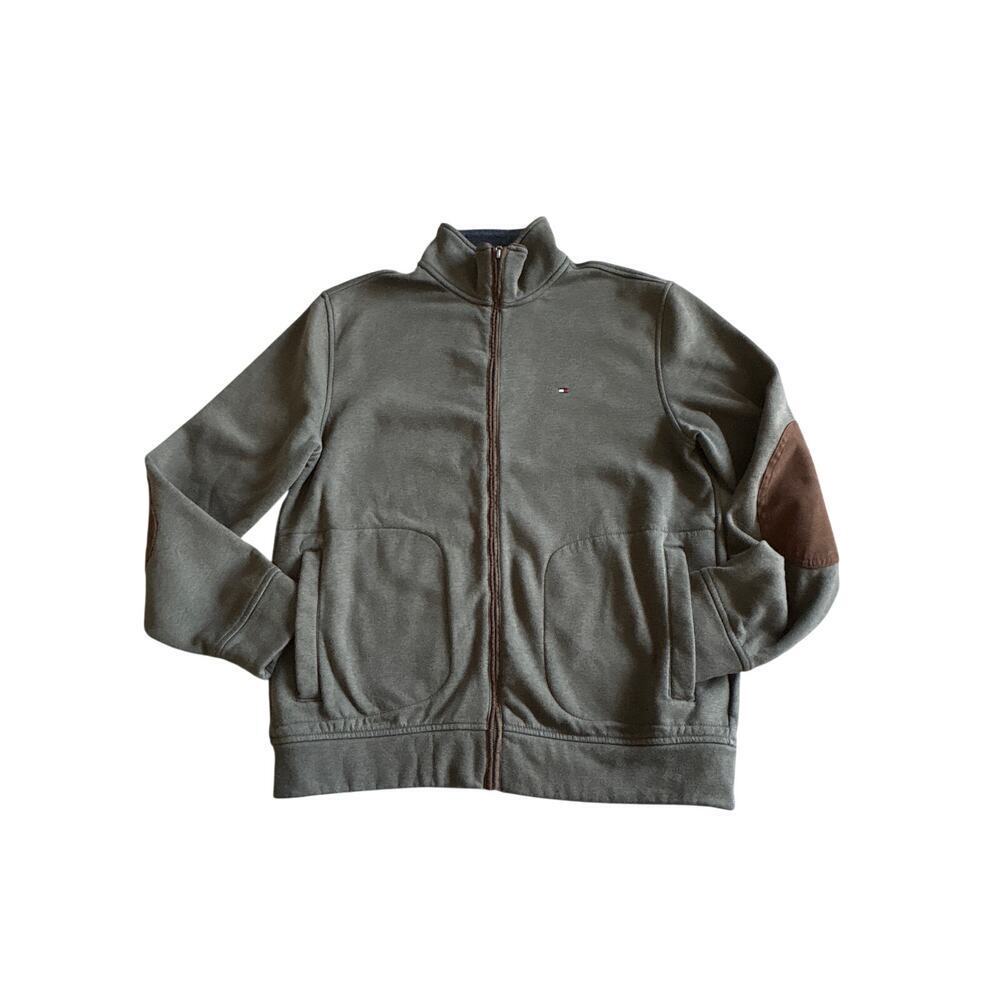 Tommy Hilfiger Olive Zip Jacket Elbow Patch Full Zip